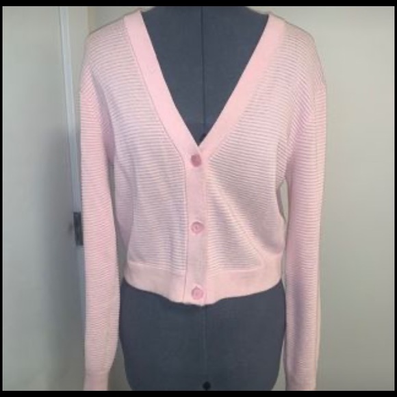 Aritzia Wilfred baby pink crop cardigan - Picture 2 of 4